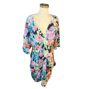 City Chic Size 16 (S) Floral Plus Size Belted Dress